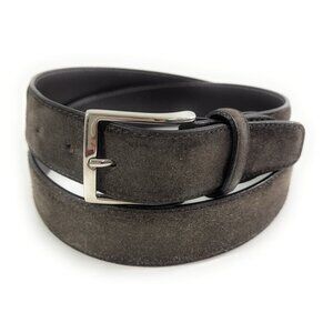 Canali Belt Mens Genuine Suede Leather Made In Italy 90/105 Size 34 Brass Buckle